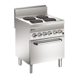 Elektrisk spis BARON 6NPC/EFE700 med 4 plattor på statisk ugn, 700x600mm, 12,4kW