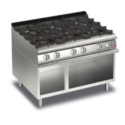 Gasspis BARON Q70PCV/G1203 med 6 brännare, på öppet stativ, 1200x700mm, 30,2kW