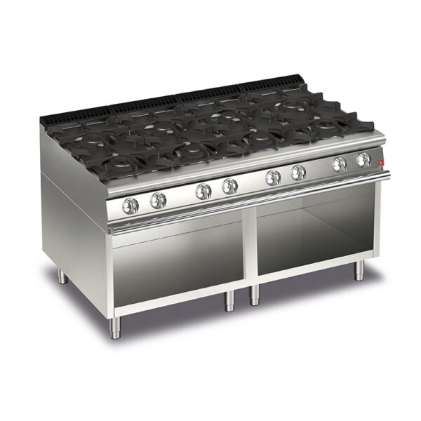 Gasspis BARON Q70PCV/G1606 med 8 brännare, på öppet stativ, 1600x700mm, 43,8kW