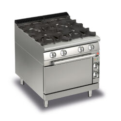 Gasspis BARON Q70PCF/G8003 med 4 brännare, neutral skåp & gasugn, 800x700mm, 28,4kW