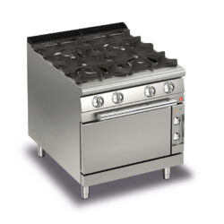 Gasspis BARON Q70PCF/GE8003 med 4 brännare, neutral skåp & gasugn, 800x700mm, 21,9kW