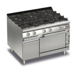 Gasspis BARON Q70PCF/GE1203 med 6 brännare, neutral skåp & gasugn, 1200x700mm, 30,2kW