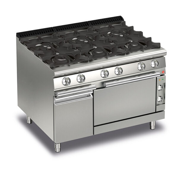 Gasspis BARON Q70PCF/GE1206 med 6 brännare, neutral skåp & gasugn, 1200x700mm, 32,4kW