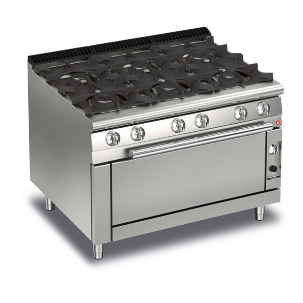 Gasspis BARON Q70PCFL/G1203 med 6 brännare & gasugn, 1200x700mm, 35,6kW
