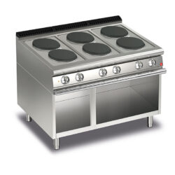 Elektrisk spis BARON Q70PCV/E120 med 6 plattor, på öppet stativ, 1200x700mm, 15,6kW