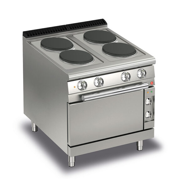 Elektrisk spis BARON Q70PCF/E800 med 4 plattor & elektrisk ugn, 800x700mm, 16,4kW