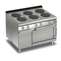 Elektrisk spis BARON Q70PCF/E120 med 6 plattor, neutral skåp & elektrisk ugn, 1200x700mm, 21,6kW