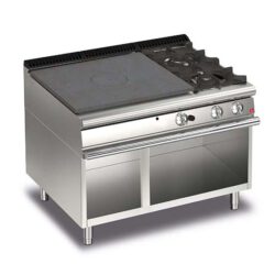 Gas Hällspis BARON Q70TPV/G1203DX med två brännare till höger, på öppet stativ, 1200x700mm, 22,5kW