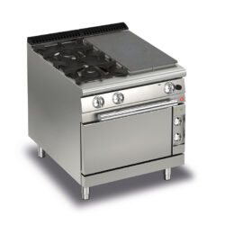 Gas Hällspis BARON Q70TPMF/GE8003SX med två brännare till vänster & elektrisk ugn, 800x700mm, 16,5kW