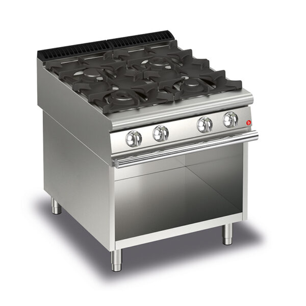 Gasspis BARON Q90PCV/G8001 med 4 brännare på öppet stativ, 800x900mm, 10,5kW