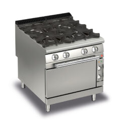 Gasspis BARON Q90PCF/GE8001 med 4 brännare & elektrisk ugn, 800x900mm, 23,2kW