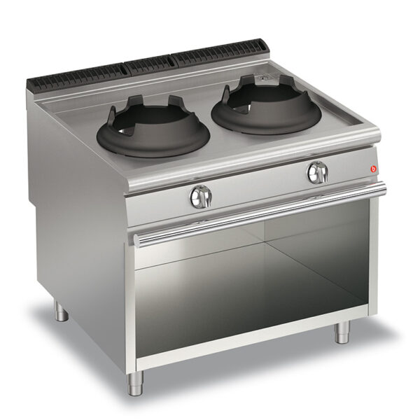 Gaswok BARON Q90PCV/WG1028 med 2 brännare på öppet stativ, 1000x900mm, 14kW