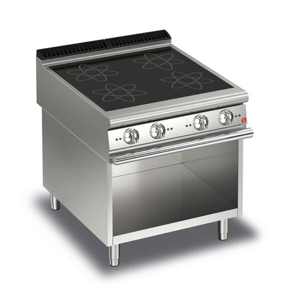 Induktionsspis BARON Q90PCV/IND801 med 4 induktionszoner på öppet stativ, 800x900mm, 20kW