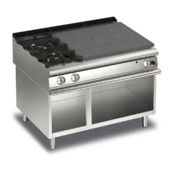 Gas Hällspis BARON Q90TPV/G1201SX med två brännare till vänster på öppet stativ, 800x900mm, 24kW