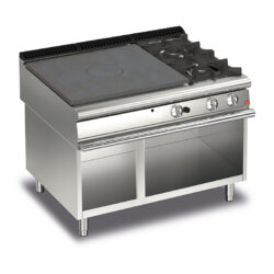 Gas Hällspis BARON Q90TPV/G1201DX med två brännare till höger på öppet stativ, 1200x900mm, 24kW