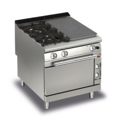 Gas Hällspis Q90TPMF/GE8001SX med 2 brännare till vänster & elektrisk ugn, 800x900mm, 17,5kW