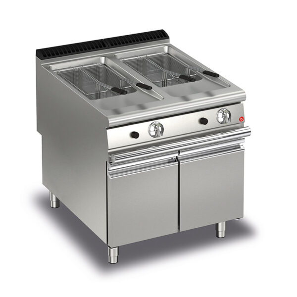 Gas fritös BARON Q90FRI/G815, 2x15 liter, inkl 2st korgar, med underskåp, 800x900mm, 26kW