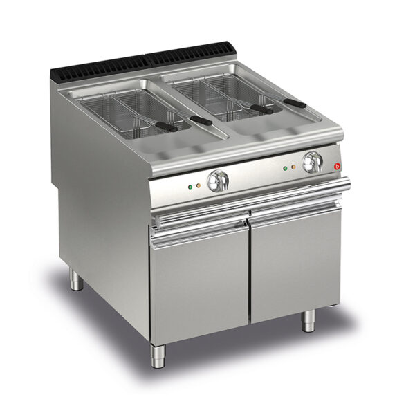 Gas fritös BARON Q90FRI/G823, 2x23 liter, inkl 2st korgar, med underskåp, 800x900mm, 42kW