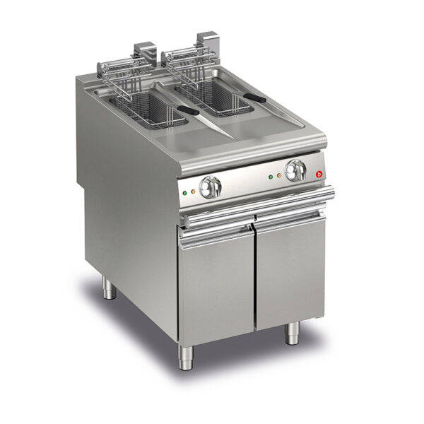 Elektriskt fritös BARON Q90FRI/E610, 2x10 liter, inkl 2st korgar, med underskåp, 600x900mm, 18kW