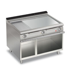 Elektrisk stekhäll BARON Q70FTV/E1223 med slät & 1/3 räfflat stekplatta i AISI430, på öppet stativ, 1200x700mm, 16,2kW