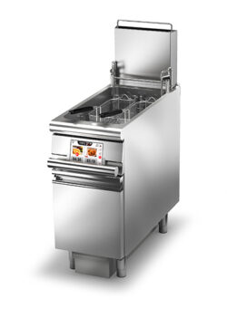 Gas fritös BARON EVO Q90FREV/G423A, Elektronisk Kontroll, Automatisk korglyft, 1x23 liter, inkl 1st korg, med underskåp, 400x900mm, 25kW