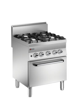 Gasspis BARON N6PC/GFE722 med 4 Brännare på statisk Elektrisk Ugn, 700x650mm, 19,1kW