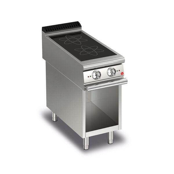 Induktionsspis BARON Q70PCV/IND401 med 2 induktionszoner, på öppet stativ, 400x700mm, 10kW