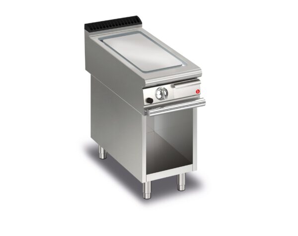 Gas stekhäll BARON Q70SFTTV/G405 med slät kromat stekplatta, på öppet stativ, 400x700mm, 6kW
