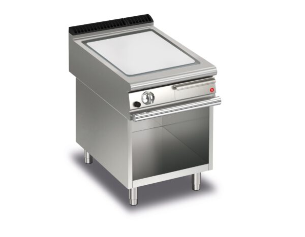 Gas stekhäll BARON Q70SFTV/G603 med slät stekplatta i AISI430 stål, på öppet stativ, 600x700mm, 9kW