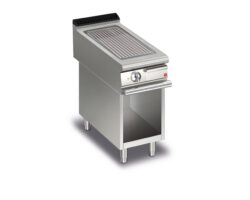 Elektrisk stekhäll BARON Q70SFTV/E415 med räfflad kromat stekplatta, på öppet stativ, 400x700mm, 3,6kW