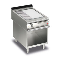Elektrisk stekhäll BARON Q70SFTV/E625 med slät & 1/3 räfflad kromat stekplatta, på öppet stativ, 600x700mm, 5,4kW