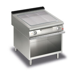 Elektrisk stekhäll BARON Q70SFTV/E815 med räfflad kromat stekplatta, på öppet stativ, 800x700mm, 10,8kW