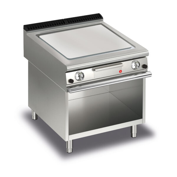 Gas stekhäll BARON Q90SFTV/G803 med stekplatta i AISI430 stål, på öppet stativ, 800x900mm, 14kW