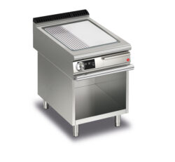 Elektrisk stekhäll BARON QT90SFTV/E625-T4W med slät & 1/3 räfflat kromat stekplatta, på öppet stativ, 600x900mm, 10,5kW, Touchscreen
