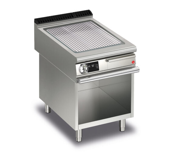 Elektrisk stekhäll BARON QT90SFTV/E613-T4W med räfflat stekplatta i AISI430 stål, på öppet stativ, 600x900mm, 10,5kW, Touchscreen