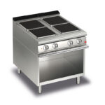 Elektrisk spis BARON Q70PCV/E801 med 4 kvadratiska 300x300mm plattor, på öppet stativ, 800x700mm, 10,4kW