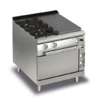 Gas Hällspis BARON Q70TPMF/GE8003SX med två brännare till vänster & elektrisk ugn, 800x700mm, 16,5kW