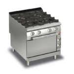 Gasspis BARON Q90PCF/GE8001 med 4 brännare & elektrisk ugn, 800x900mm, 23,2kW