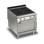 Elektrisk glaskeramik spis BARON Q90PCF/VCE800 med 4 kvadratiska 270x270mm plattor & elektrisk ugn, 800x900mm, 22kW