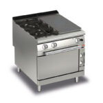 Gas Hällspis Q90TPMF/GE8001SX med 2 brännare till vänster & elektrisk ugn, 800x900mm, 17,5kW