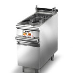 Elektrisk fritös BARON EVO Q90FREV/E422A, Elektronisk Kontroll, Automatisk korglyft, 1x22 liter, inkl 1st korg, med underskåp, 400x900mm, 25kW