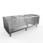 Rostfritt öppet stativ BARON Q70VA160 för Queen 7 serie, 1600x700mm