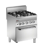 Gasspis BARON N6PC/GFEV722 med 4 Brännare på Ventilerad Elektrisk Ugn, 700x650mm, 19,1kW