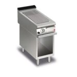 Gas stekhäll BARON Q70SFTTV/G415 med räfflad kromat stekplatta, på öppet stativ, 400x700mm, 6kW