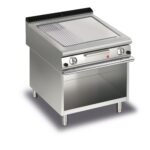 Gas stekhäll BARON Q70SFTTV/G823 med slät & 1/3 räfflad stekplatta i AISI430, på öppet stativ, 800x700mm, 12kW