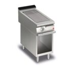 Elektrisk stekhäll BARON Q70SFTV/E415 med räfflad kromat stekplatta, på öppet stativ, 400x700mm, 3,6kW