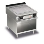 Elektrisk stekhäll BARON QT90SFTV/E813-T4W med räfflat stekplatta i AISI430 stål, på öppet stativ, 800x900mm, 15kW, Touchscreen