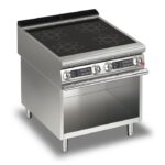 Induktionsspis BARON QT90PCV/ITC801-T4W med 4 induktionszoner, induktion över hela spisytan, på öppet stativ, 800x900mm, 28kW, Touchscreen